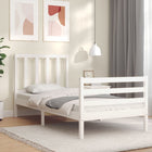 Bedframe Met Hoofdbord Massief Hout 100 x 200 cm Wit