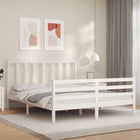 Bedframe Met Hoofdbord Massief Hout 160 x 200 cm Wit