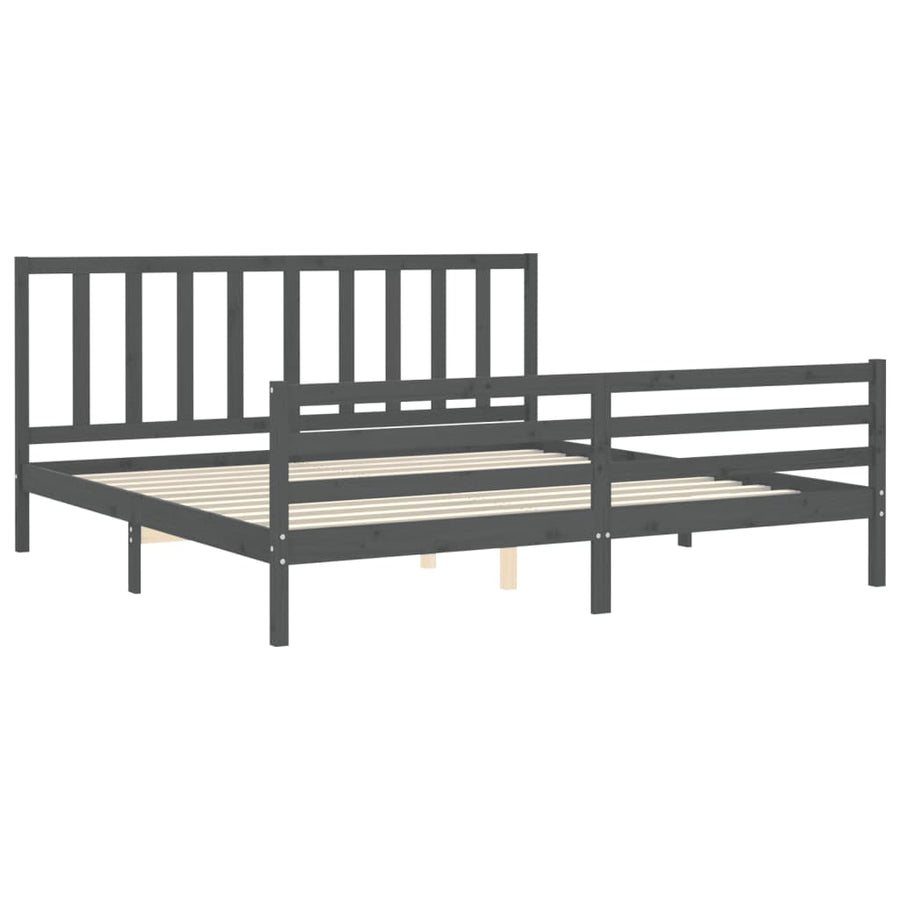 Bedframe Met Hoofdbord Massief Hout 200 x 200 cm Grijs