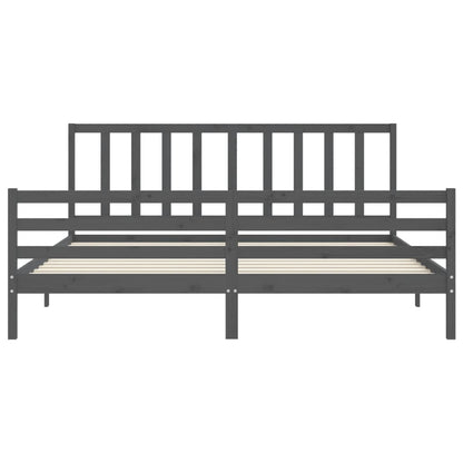 Bedframe Met Hoofdbord Massief Hout 200 x 200 cm Grijs