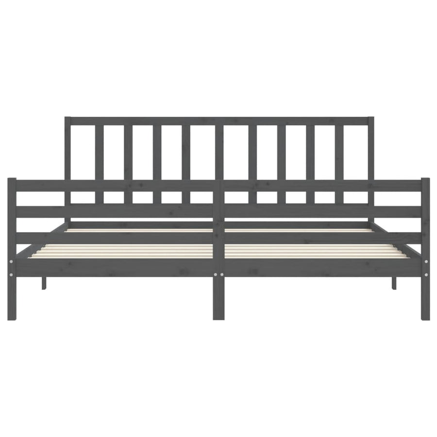 Bedframe Met Hoofdbord Massief Hout 200 x 200 cm Grijs