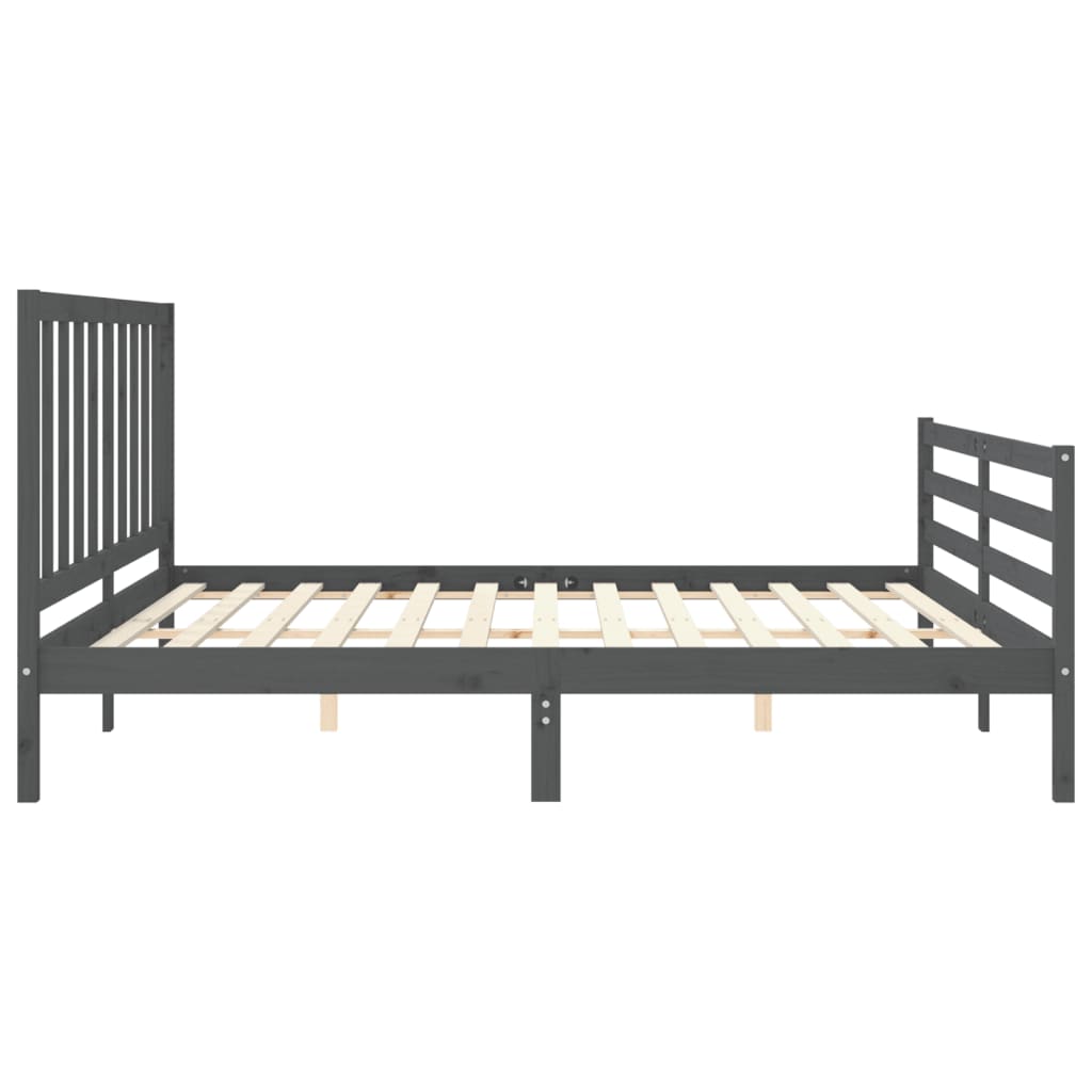 Bedframe Met Hoofdbord Massief Hout 200 x 200 cm Grijs