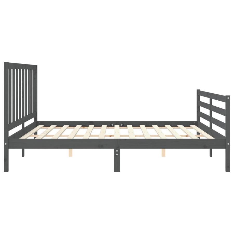 Bedframe Met Hoofdbord Massief Hout 200 x 200 cm Grijs