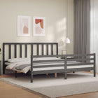 Bed frame with headboard solid wood grey 200x200 cm