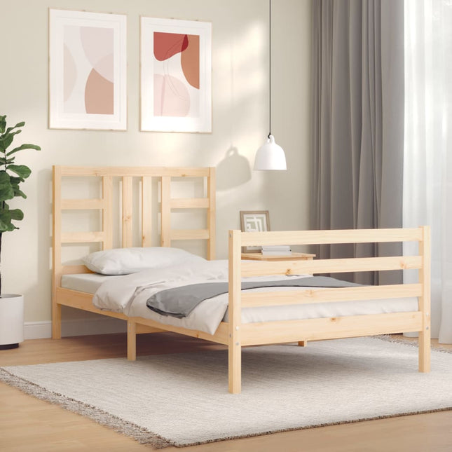 Bedframe Met Hoofdbord Massief Hout 100 x 200 cm Naturel