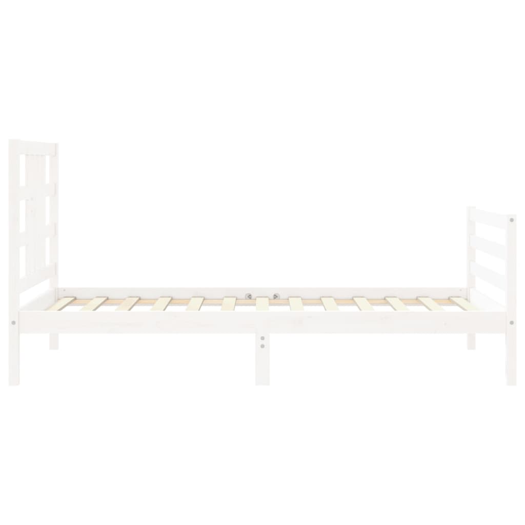 Bedframe Met Hoofdbord Massief Hout 100 x 200 cm Wit