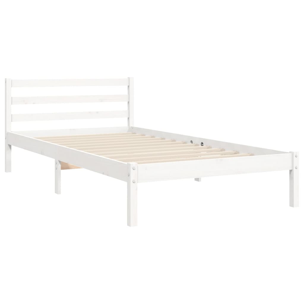 Bedframe Met Hoofdbord Massief Hout 100 x 200 cm Wit