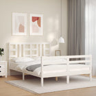 Bedframe Met Hoofdbord Massief Hout 160 x 200 cm Wit