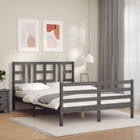 Bedframe Met Hoofdbord Massief Hout 160 x 200 cm Grijs