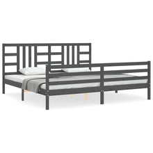 Bedframe Met Hoofdbord Massief Hout 200 x 200 cm Grijs