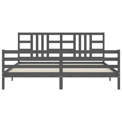Bedframe Met Hoofdbord Massief Hout 200 x 200 cm Grijs