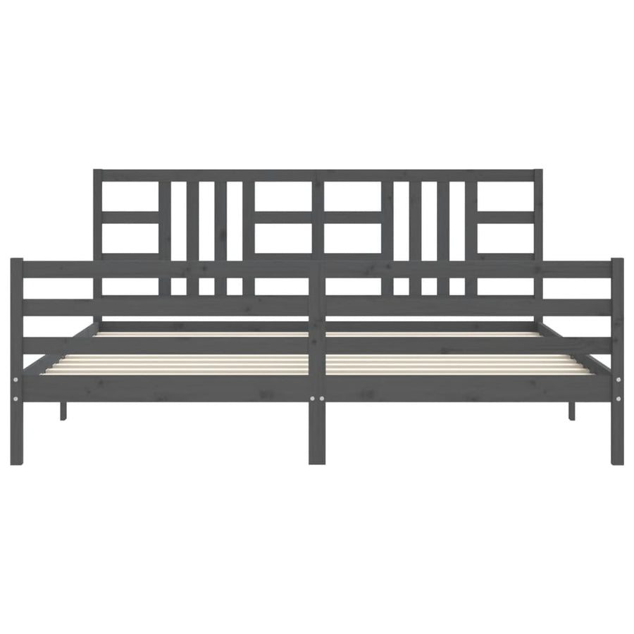 Bedframe Met Hoofdbord Massief Hout 200 x 200 cm Grijs