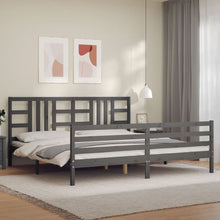 Bedframe Met Hoofdbord Massief Hout 200 x 200 cm Grijs