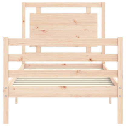 Bedframe Met Hoofdbord Massief Hout 100 x 200 cm Naturel