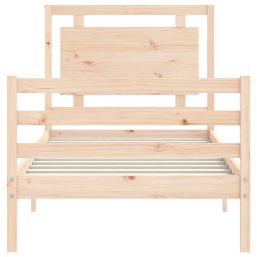 Bedframe Met Hoofdbord Massief Hout 100 x 200 cm Naturel