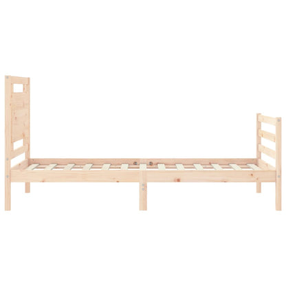 Bedframe Met Hoofdbord Massief Hout 100 x 200 cm Naturel