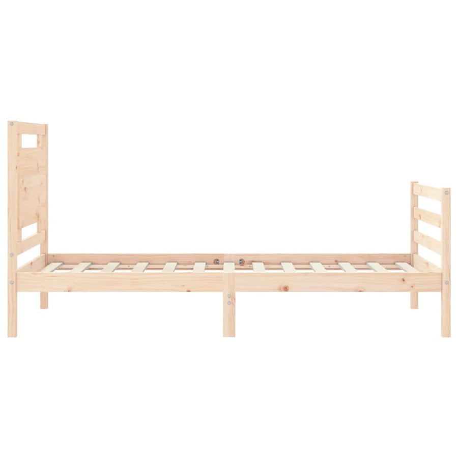 Bedframe Met Hoofdbord Massief Hout 100 x 200 cm Naturel