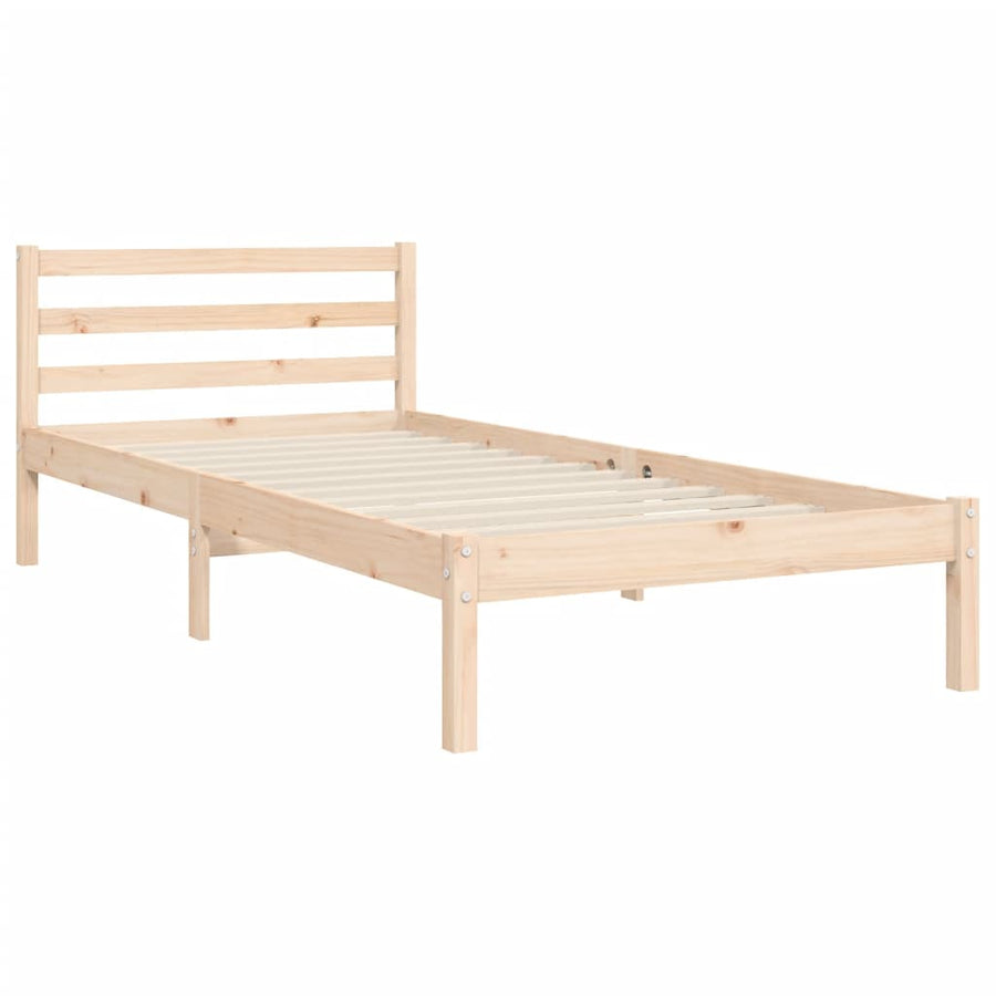 Bedframe Met Hoofdbord Massief Hout 100 x 200 cm Naturel