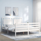 Bedframe Met Hoofdbord Massief Hout 160 x 200 cm Wit