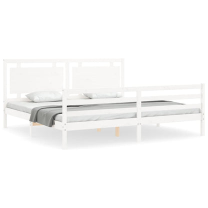 Bedframe Met Hoofdbord Massief Hout 200 x 200 cm Wit