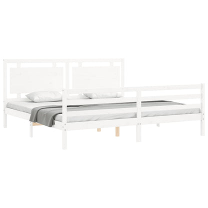 Bedframe Met Hoofdbord Massief Hout 200 x 200 cm Wit
