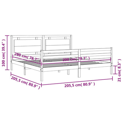 Bedframe Met Hoofdbord Massief Hout 200 x 200 cm Wit