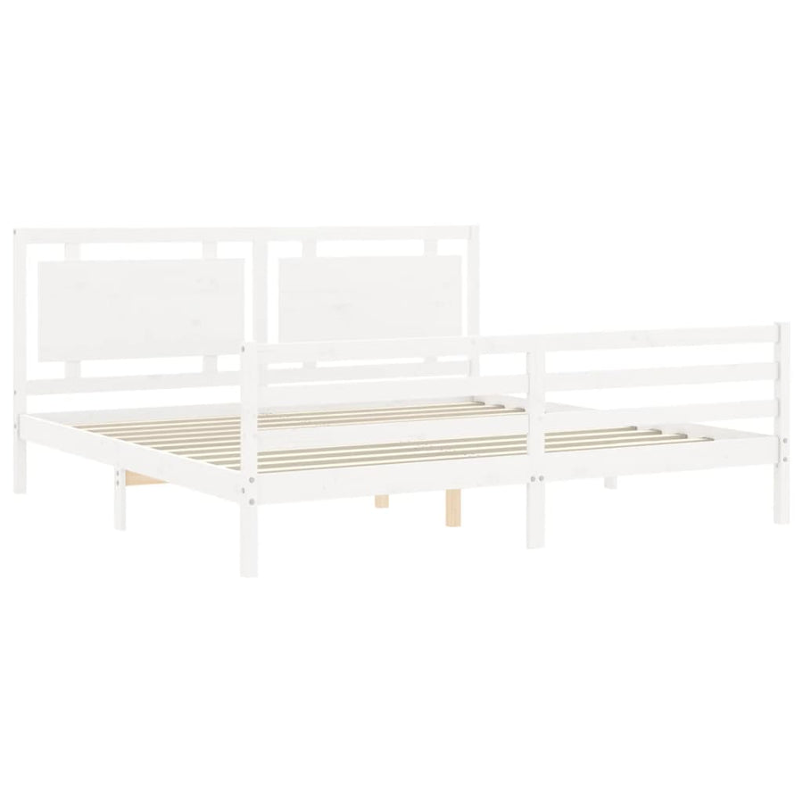 Bedframe Met Hoofdbord Massief Hout 200 x 200 cm Wit