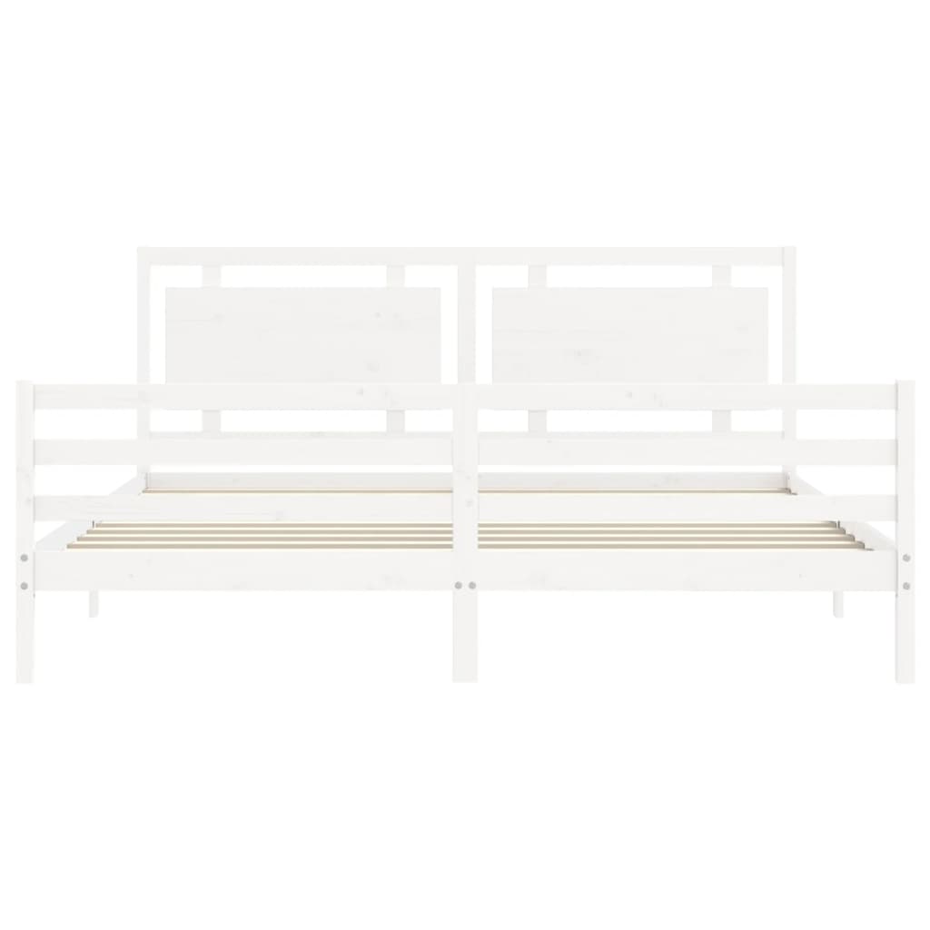 Bedframe Met Hoofdbord Massief Hout 200 x 200 cm Wit