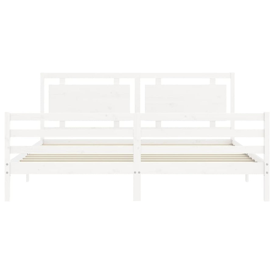 Bedframe Met Hoofdbord Massief Hout 200 x 200 cm Wit