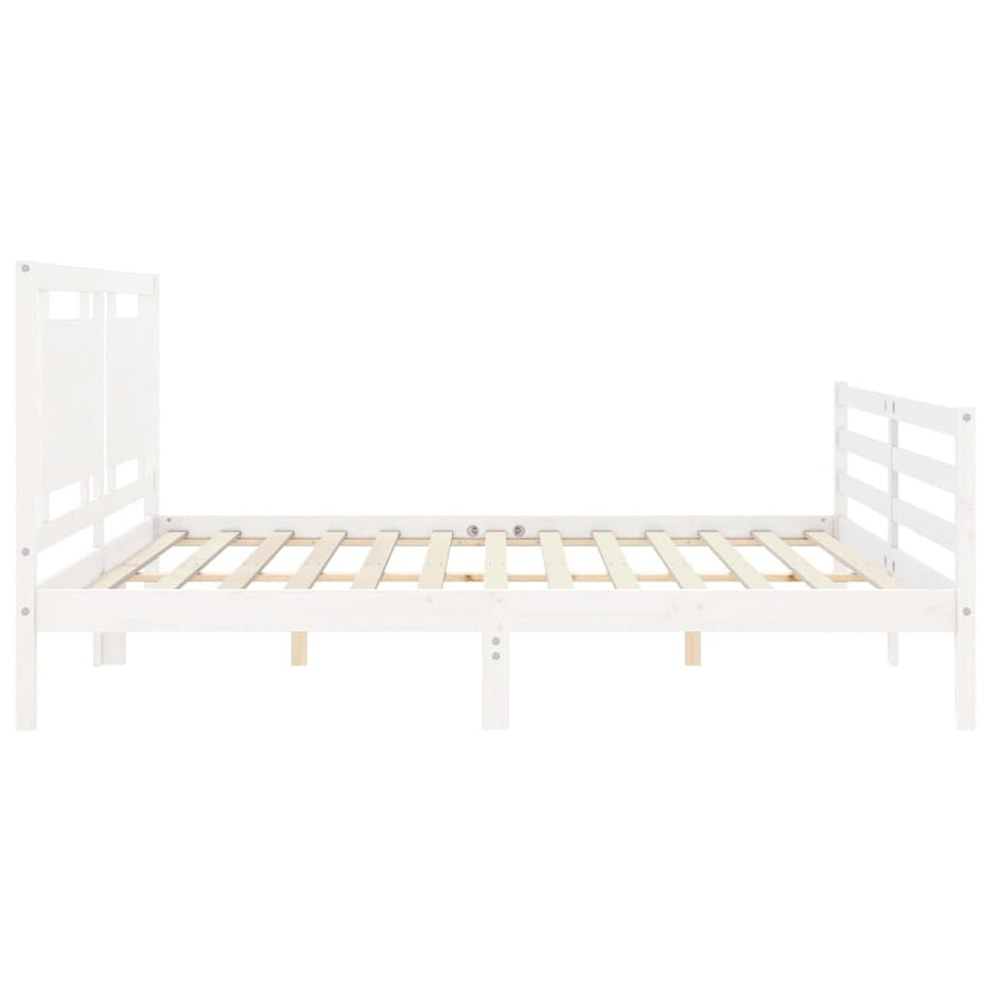 Bedframe Met Hoofdbord Massief Hout 200 x 200 cm Wit