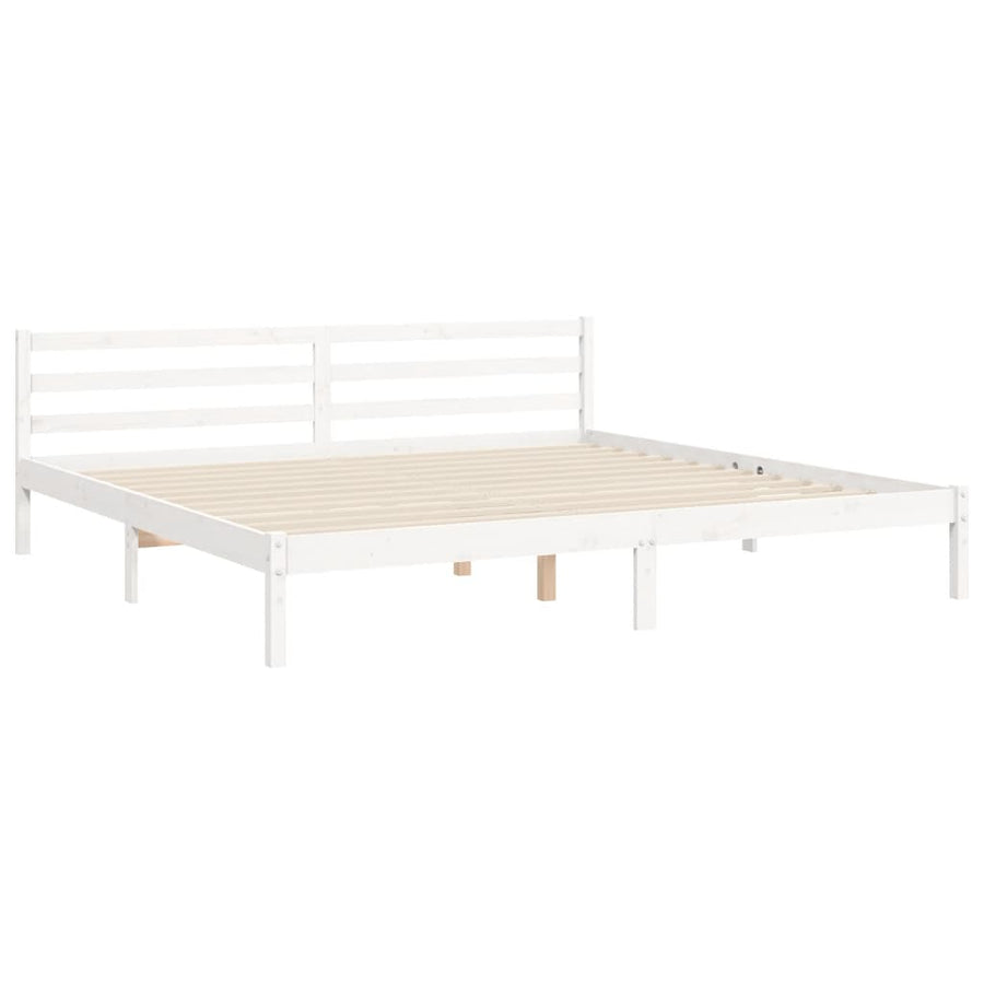Bedframe Met Hoofdbord Massief Hout 200 x 200 cm Wit