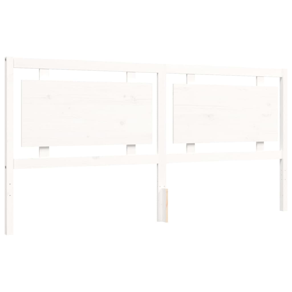 Bedframe Met Hoofdbord Massief Hout 200 x 200 cm Wit