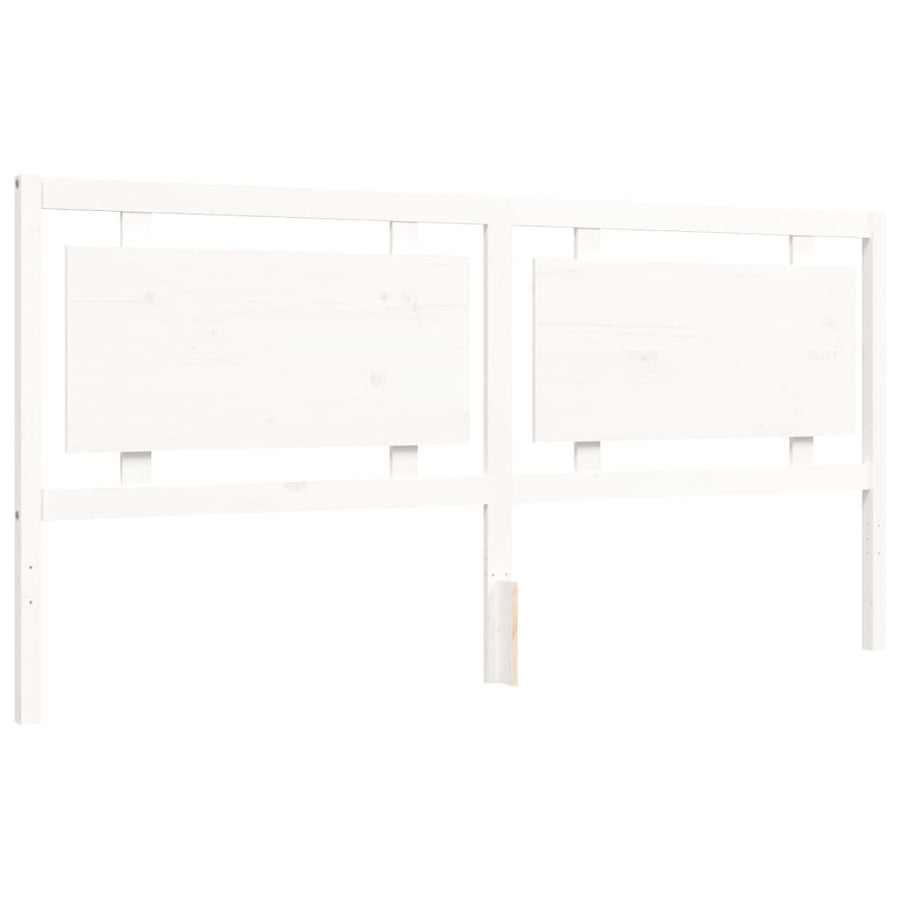 Bedframe Met Hoofdbord Massief Hout 200 x 200 cm Wit