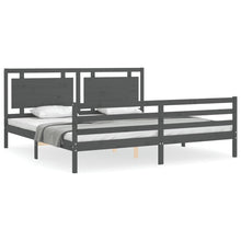 Bedframe Met Hoofdbord Massief Hout 200 x 200 cm Grijs