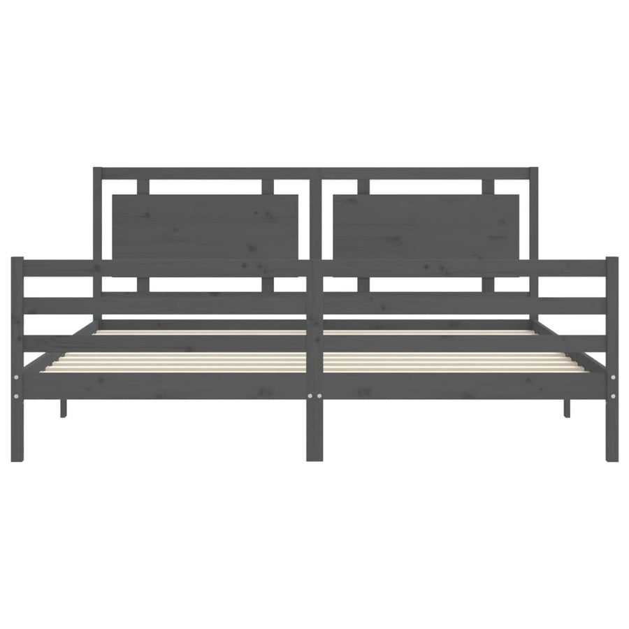 Bedframe Met Hoofdbord Massief Hout 200 x 200 cm Grijs