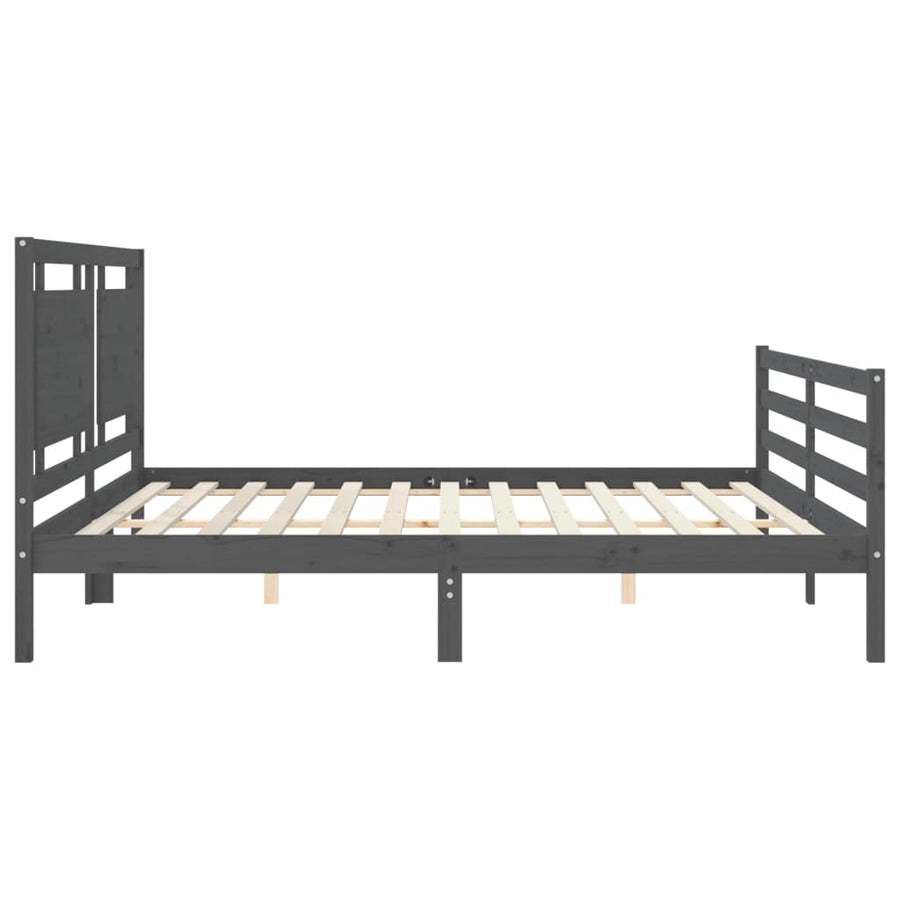 Bedframe Met Hoofdbord Massief Hout 200 x 200 cm Grijs