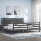 Bed frame with headboard solid wood grey 200x200 cm