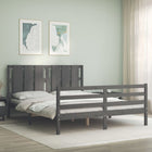 Bedframe Met Hoofdbord Massief Hout 160 x 200 cm Grijs