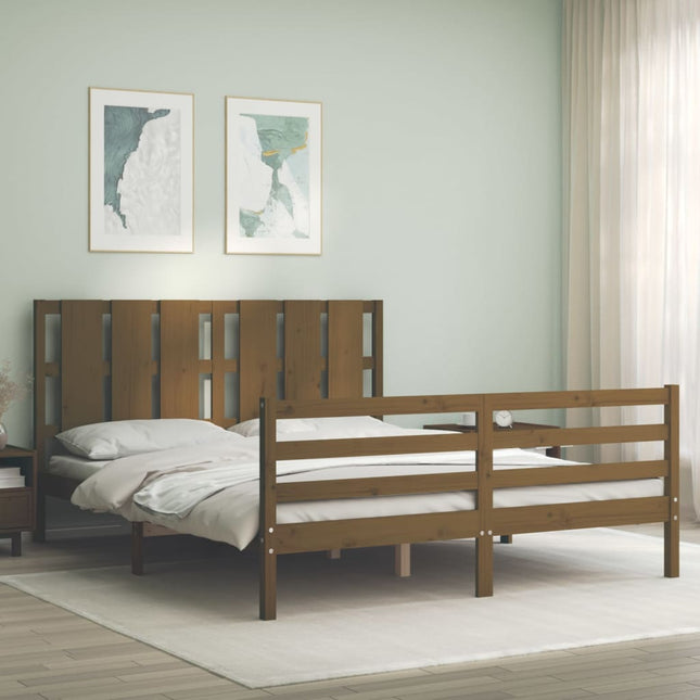 Bedframe Met Hoofdbord Hout 160 x 200 cm Honingbruin