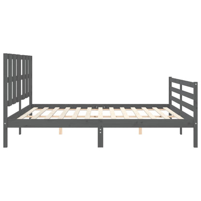 Bedframe Met Hoofdbord Massief Hout 200 x 200 cm Grijs