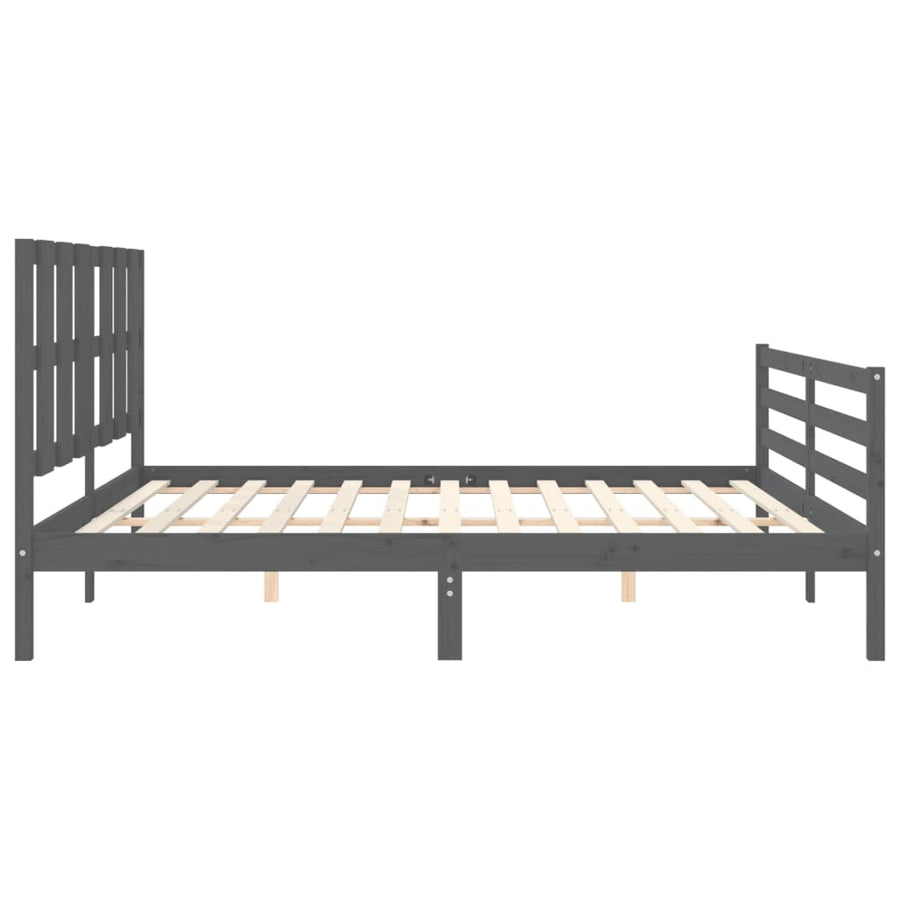 Bedframe Met Hoofdbord Massief Hout 200 x 200 cm Grijs