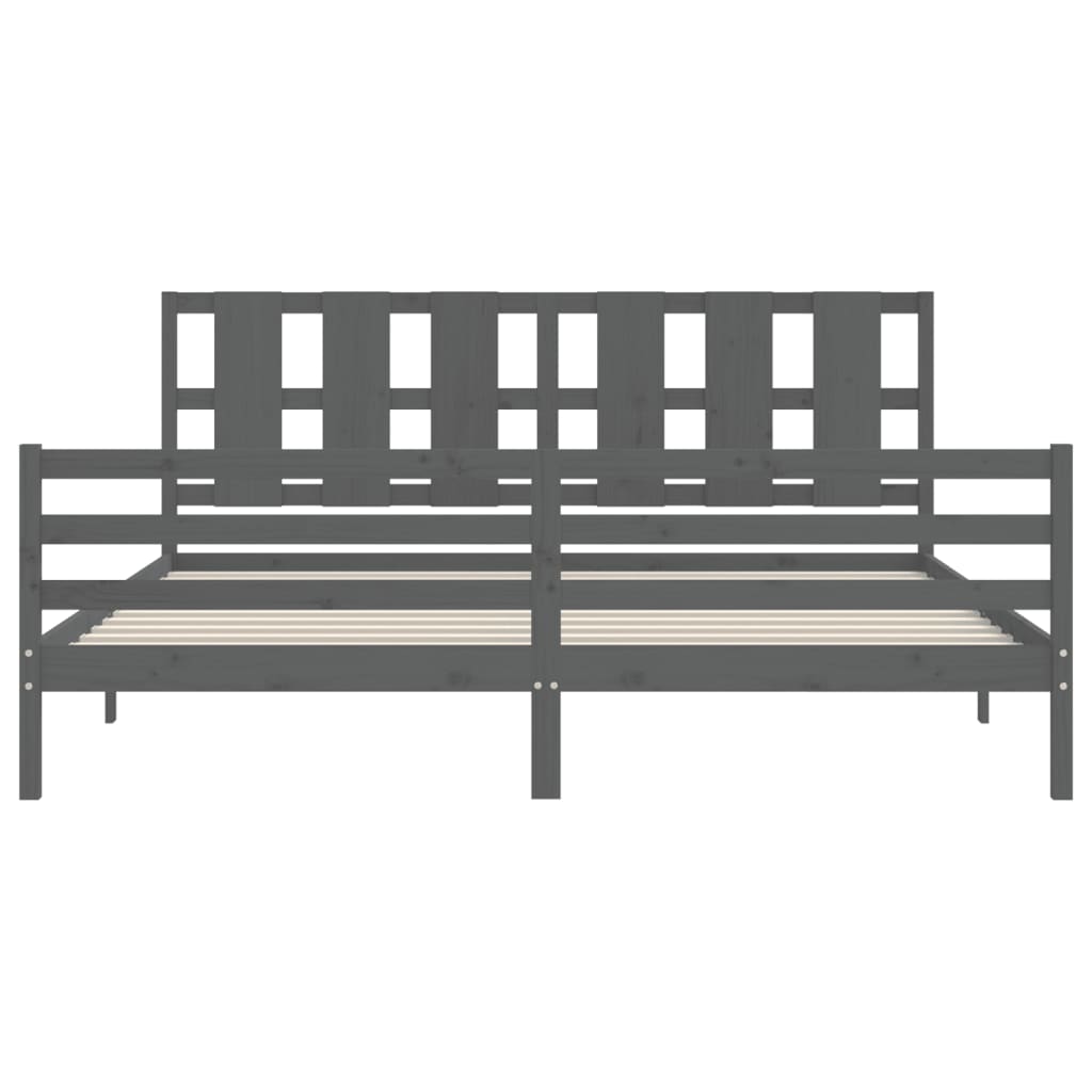 Bedframe Met Hoofdbord Massief Hout 200 x 200 cm Grijs