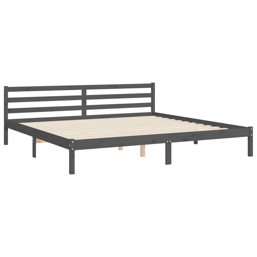Bedframe Met Hoofdbord Massief Hout 200 x 200 cm Grijs