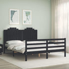 Bedframe Met Hoofdbord Massief Hout 160 x 200 cm Zwart