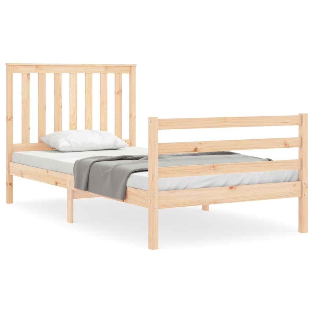 Bedframe Met Hoofdbord Massief Hout 100 x 200 cm Naturel