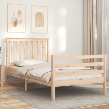 Bedframe Met Hoofdbord Massief Hout 100 x 200 cm Naturel