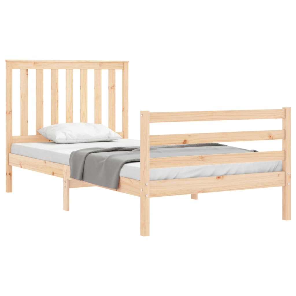 Bedframe Met Hoofdbord Massief Hout 100 x 200 cm Naturel