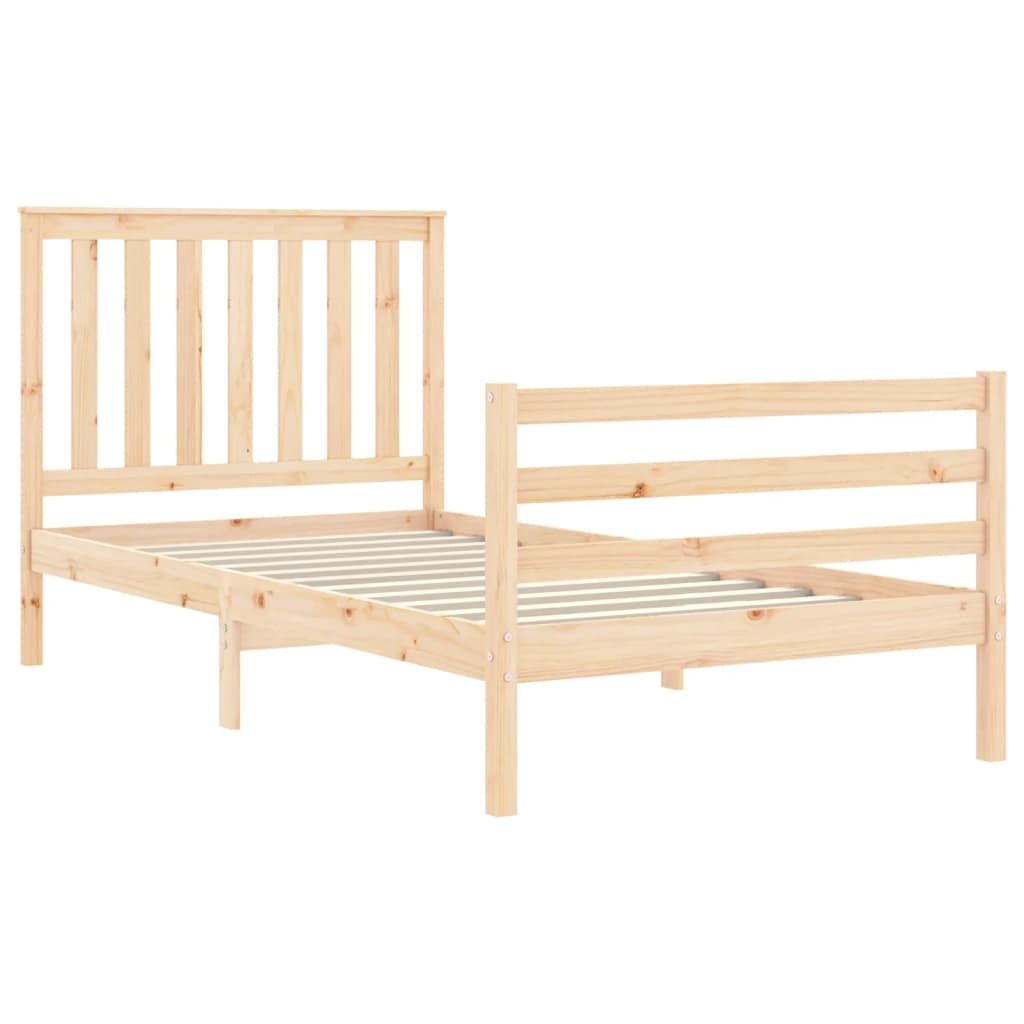 Bedframe Met Hoofdbord Massief Hout 100 x 200 cm Naturel