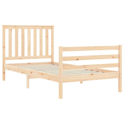 Bedframe Met Hoofdbord Massief Hout 100 x 200 cm Naturel