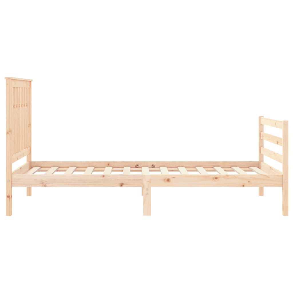 Bedframe Met Hoofdbord Massief Hout 100 x 200 cm Naturel